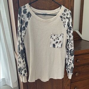 White Birch Cream Waffle Knit Top